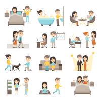 Daily Routine People Set vector