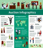  Auction Sales Worldwide Flat Infographic Banner  vector