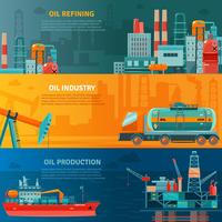 Conjunto de Banners horizontales de la industria del petróleo vector