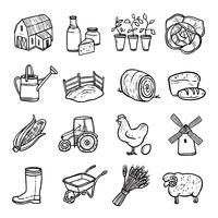 Agriculture Black White Icons Set  vector