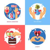 Charity Design Concept Icons Set 