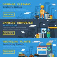 Garbage Recycling Horizontal Banners Set  vector