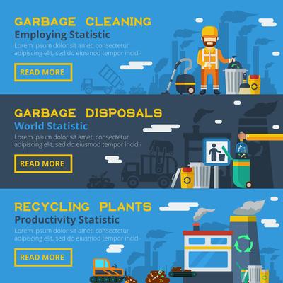 Garbage Recycling Horizontal Banners Set 