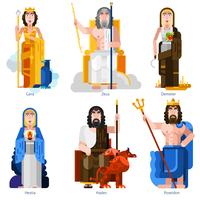 Olympic Gods Decorative Icons Set vector