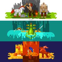 Mythical Creatures Banners Horizontal vector