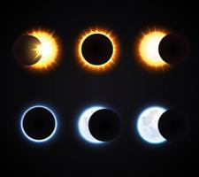 Sun And Moon Eclipse Icons Set vector
