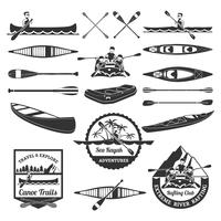 Rafting Canoeing And Kayak Elements Set vector