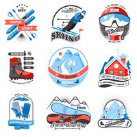 Ski resort emblems set vector