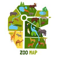 Cartoon Zoo Map With Animals vector