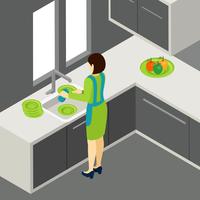 Washing The Dishes Illustration  vector