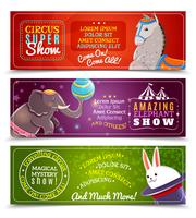 Travelling circus flat horizontal banners set   vector