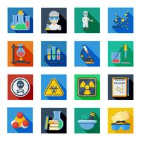 Chemistry Flat Icons Set In Colorful Squares  vector