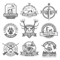 Black Hunting Emblems Set vector