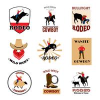 Conjunto de emblemas de rodeo vector