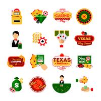 Conjunto de iconos decorativos de casino vector