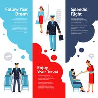 Stewardess And Pilot Banners Set  vector