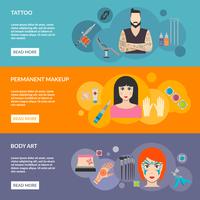 Set of body art tattoo makeup with description vector