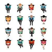Sitting People Top View vector