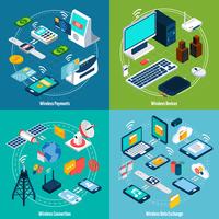 Wireless technologies isometric set vector