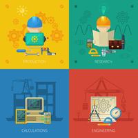 Engineer Flat Icons Composition Square vector