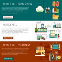 Textile Mill Flat Horizontal Banners Set vector