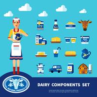 Dairy Components Set vector