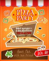 Cartel de la fiesta de pizza vector