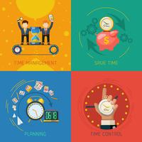 Time Management Flat Icons Square Composition vector