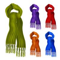 Knitted scarf color set vector