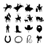 Conjunto de iconos de rodeo negro vector