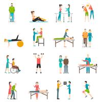 Physiotherapy Rehabilitation Color Icons vector