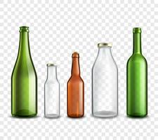 Botellas de vidrio transparente vector
