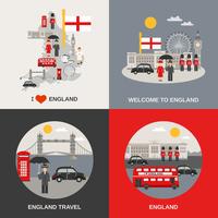 England Culture Travel 4 Flat Icons  vector