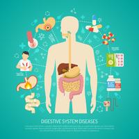 Ilustración de enfermedades del sistema digestivo vector