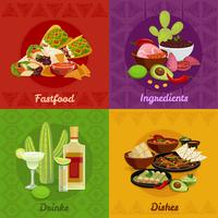 Mexican Foof 4 Flat Icons Banner vector