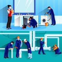 Two Plumber Horizontal Compositions vector