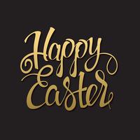 Muestra feliz del oro de Pascua, símbolo, logotipo en fondo negro. vector