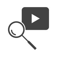 icono de glifo negro de búsqueda de youtube vector