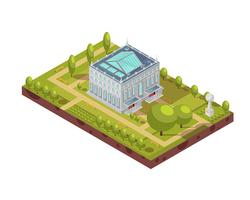 University Building With Park Isometric Layout vector