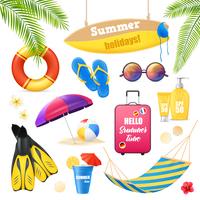 Beach Vacation Realistic Items Set  vector