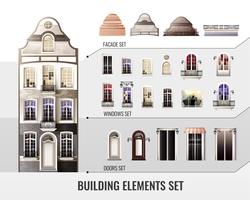 European Building Elements Set vector