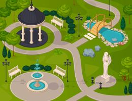 Park Landscape Isometric Design Composition vector