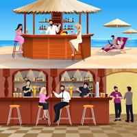 Cocktail People Composition Set vector