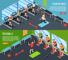 Gym Isometric Banner Set vector