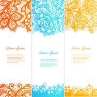 Vintage color lace floral set of banners for your designs. vector
