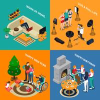 Disabled People Isometric Compositions