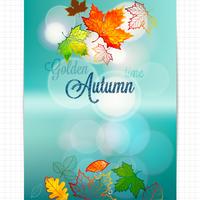 Abstract background of autumn leaves on blurred background with bokeh elements. vector