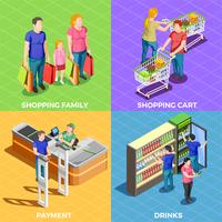 People Shopping Isometric vector