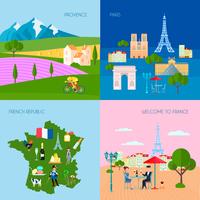France Concept Icons Set vector