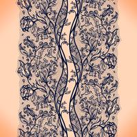 Modelo inconsútil abstracto del cordón con las flores y las mariposas. Infinitamente empapelado, decoración para su diseño, lencería y joyería. vector